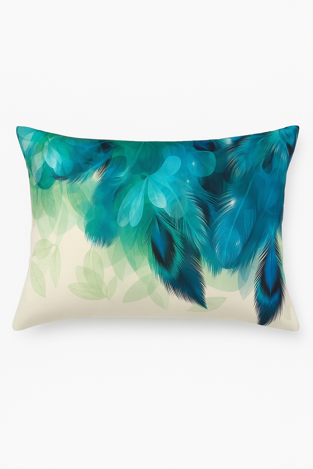 coussin décoratif rectangulaire motif plumes 30 x 50 cm