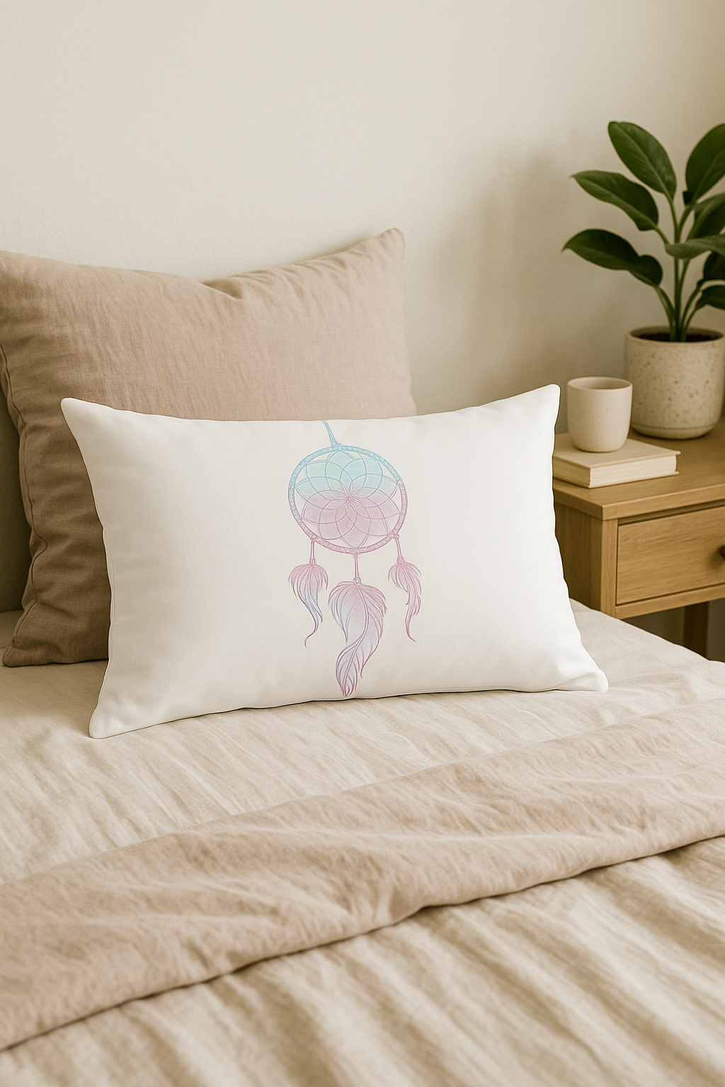 coussin décoratif rectangulaire motif plumes 30x50 cm