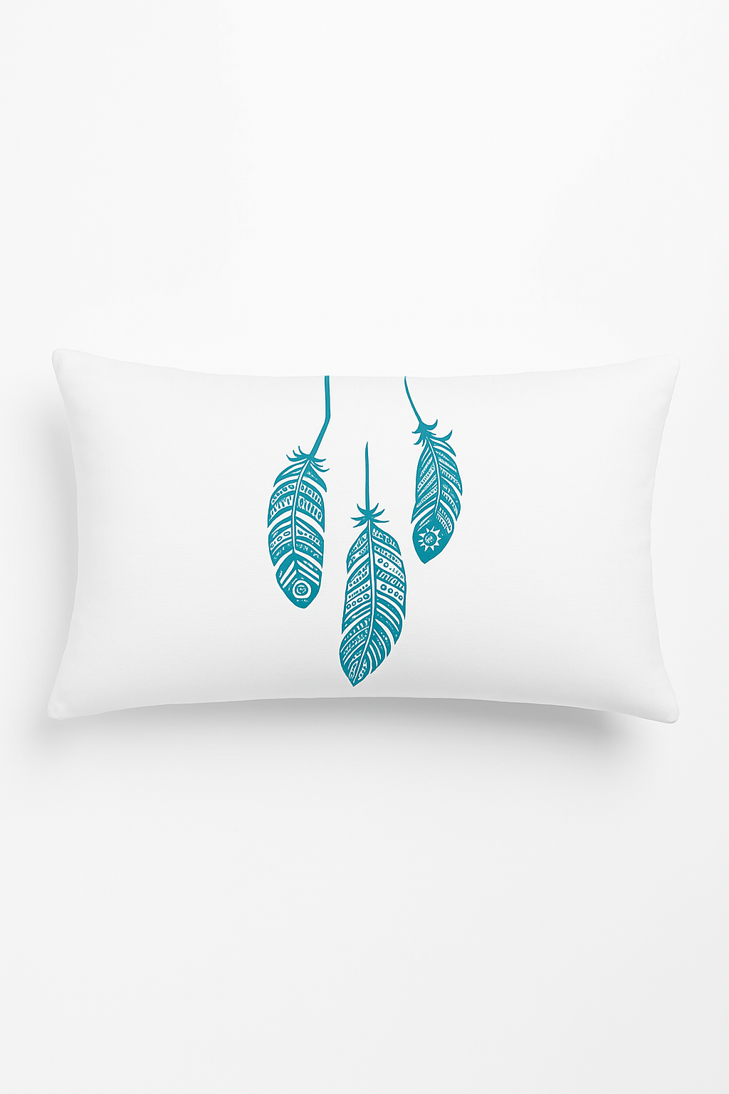 coussin décoratif rectangulaire motif plumes 30x50 cm