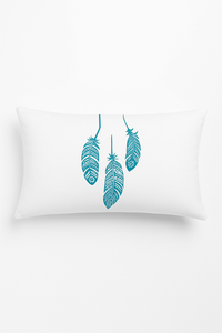 coussin décoratif rectangulaire motif plumes 30x50 cm