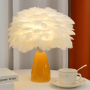 Creative Nordic desk lamp, warm bedroom feather lamp, fashionable and simple study ceramic decorative lamp