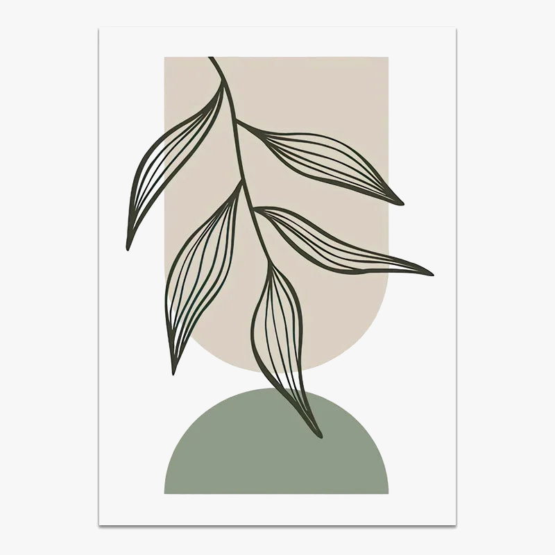 décoration murale abstraite avec feuilles géométriques boho moderne