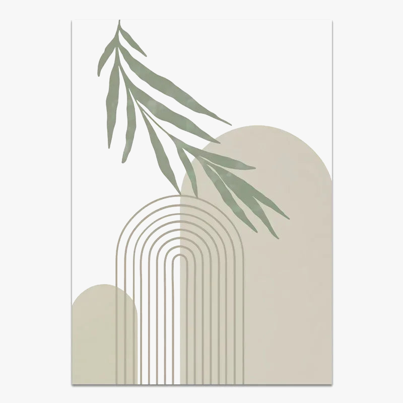 décoration murale abstraite boho avec feuilles géométriques modernes