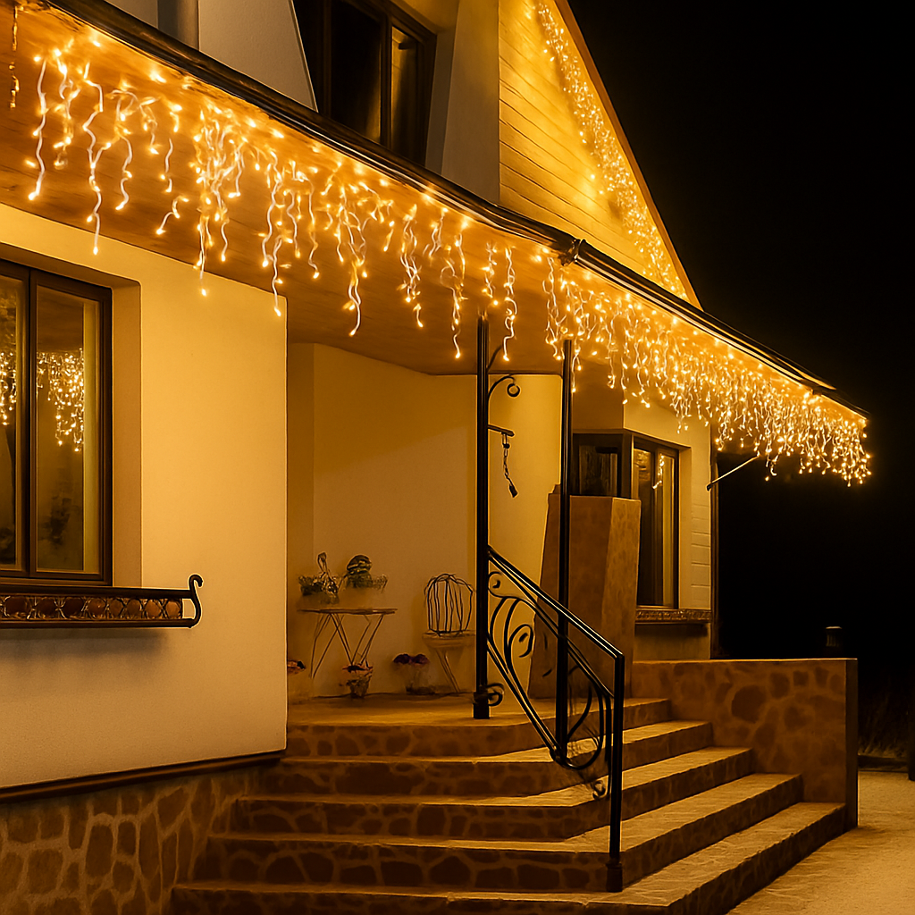 décorations lumineuses de Noël rideau de glaçons extérieur 2025 - vue 5 sur 6