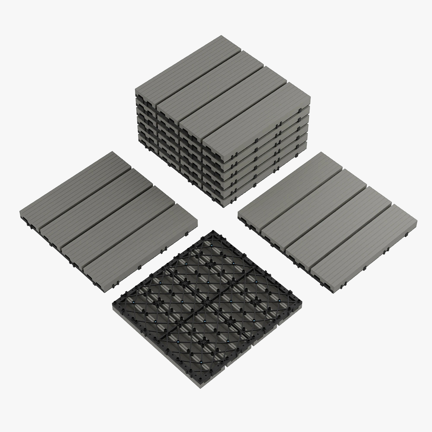 Dalles terrasse bois clipsables 30x30 drainage extérieur