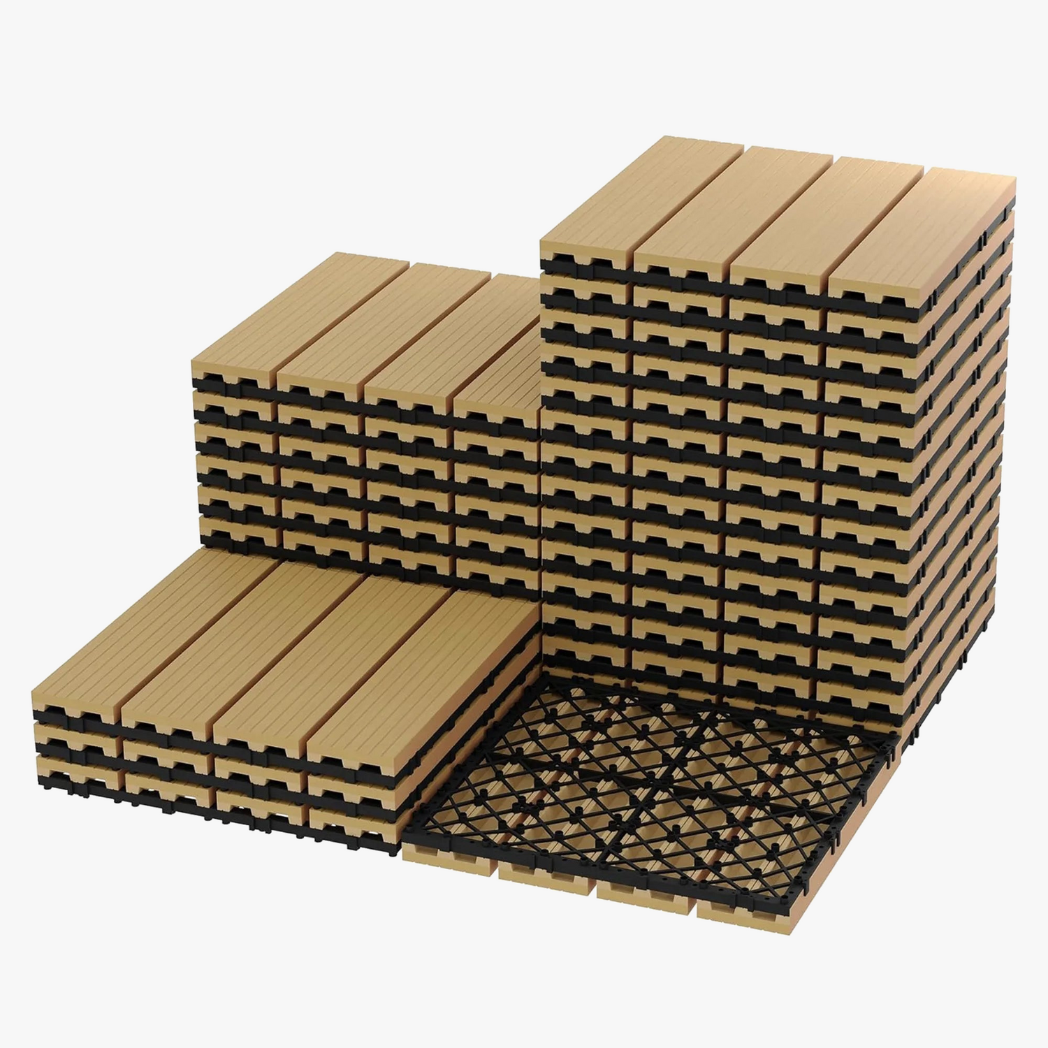 dalles terrasse clipsables bois composite 30x30 cm drainage