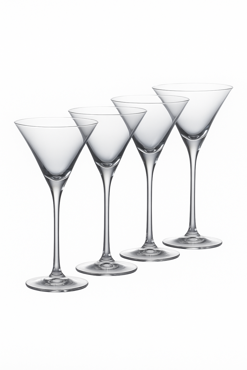 Ensemble 4 verres martini elegants en verre 130ml