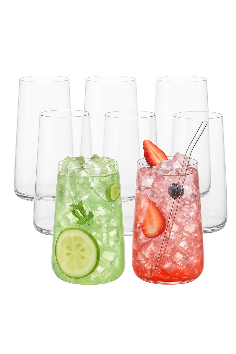Ensemble 6 verres highball avec paille 460ml
