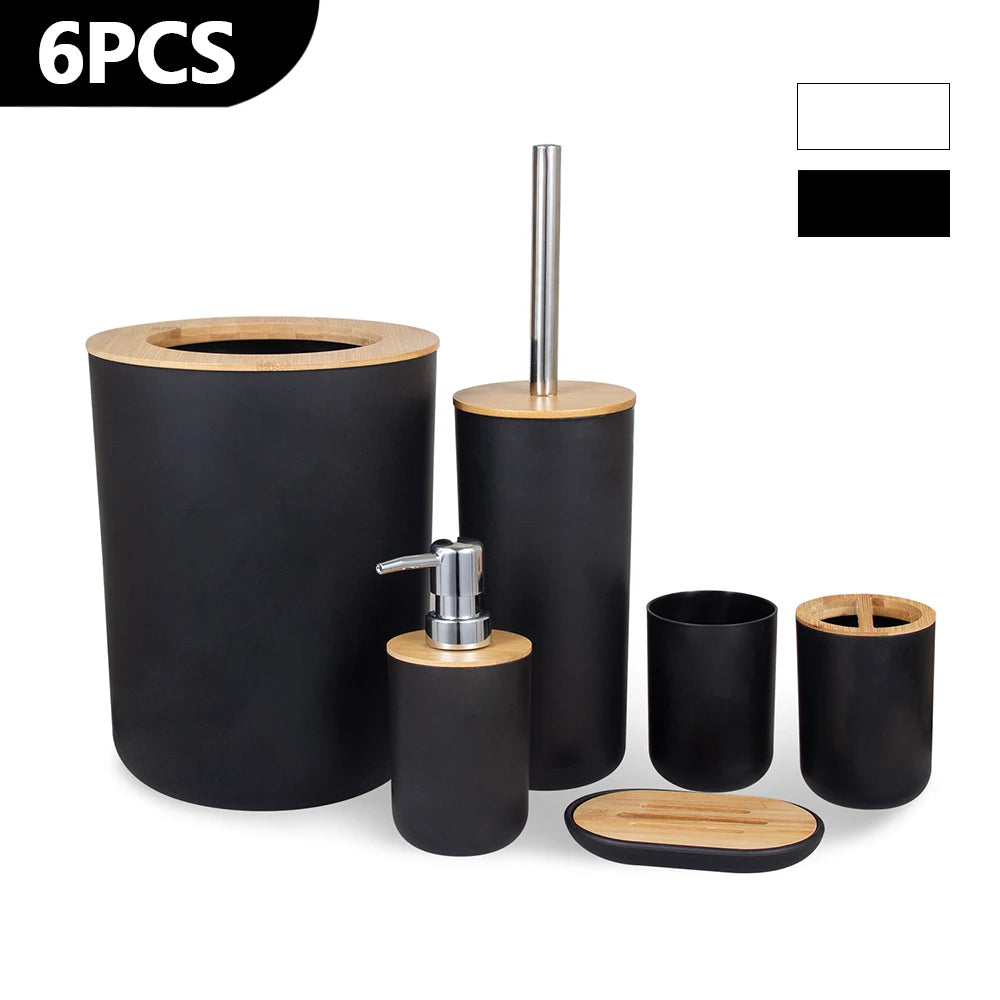 ensemble de rangement en plastique bambou pour salle de bain