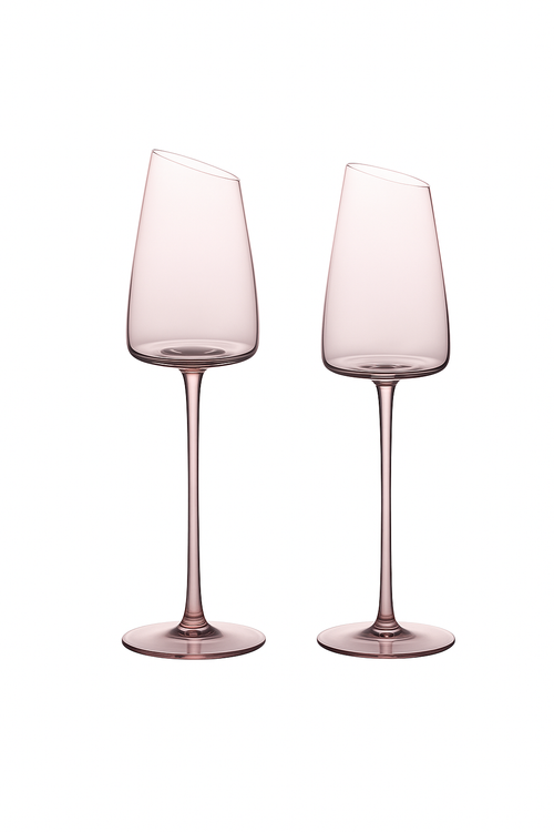 Ensemble verres vin flamant rose bord incliné concave
