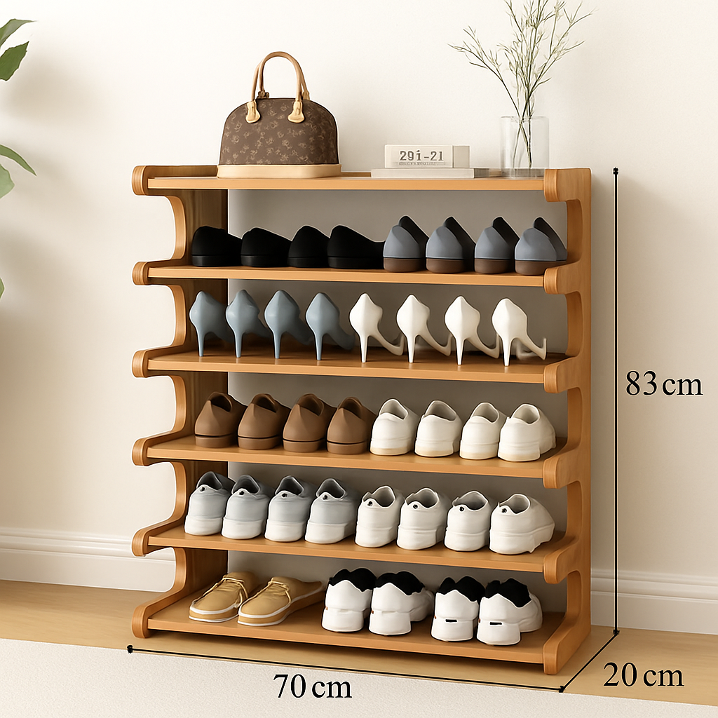 etagere de rangement a chaussures en bois multicouches resistente à lhumidité - vue 7 sur 11