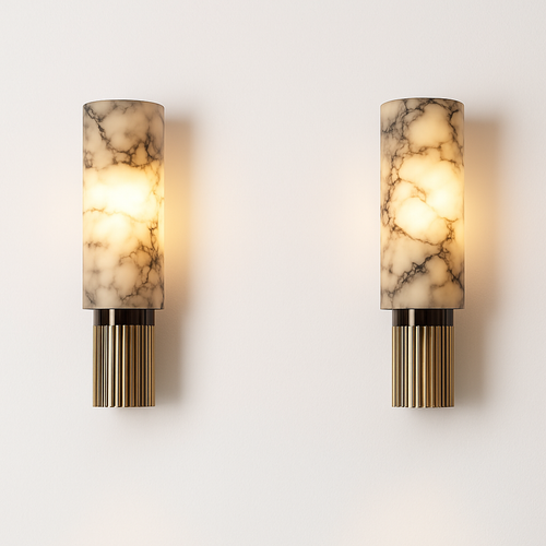 FSS moderne chinois marbre applique cuivre lumière luxe naturel marbre applique Villa allée couloir chambre étude applique