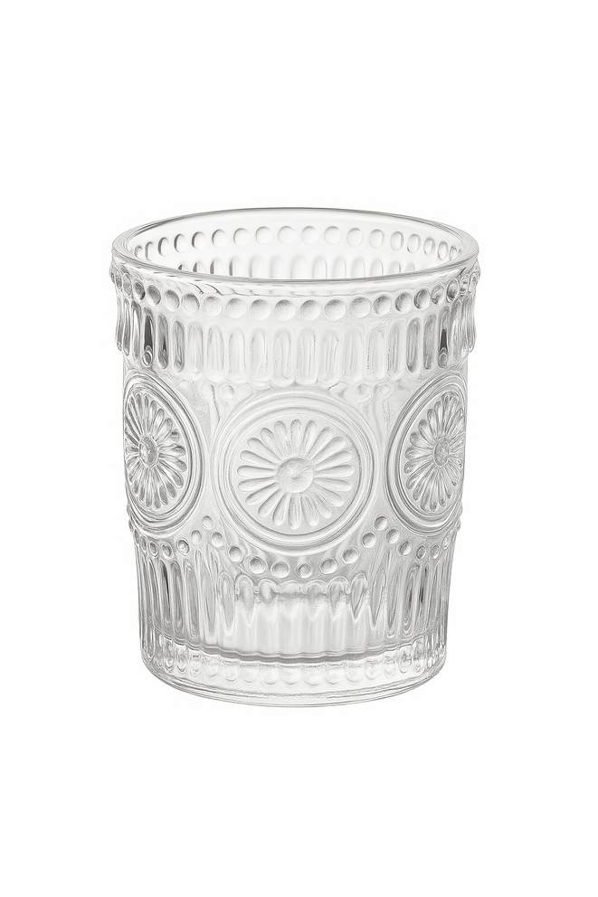 gobelet verre retro relief tournesol style nordique