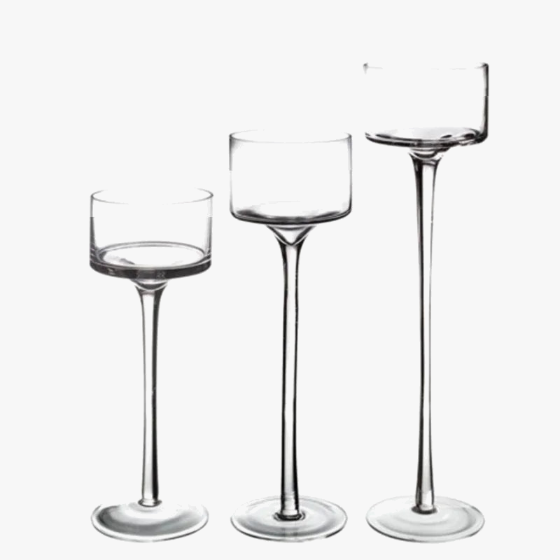 grand bougeoir en verre pour décoration de mariage et fête romantique