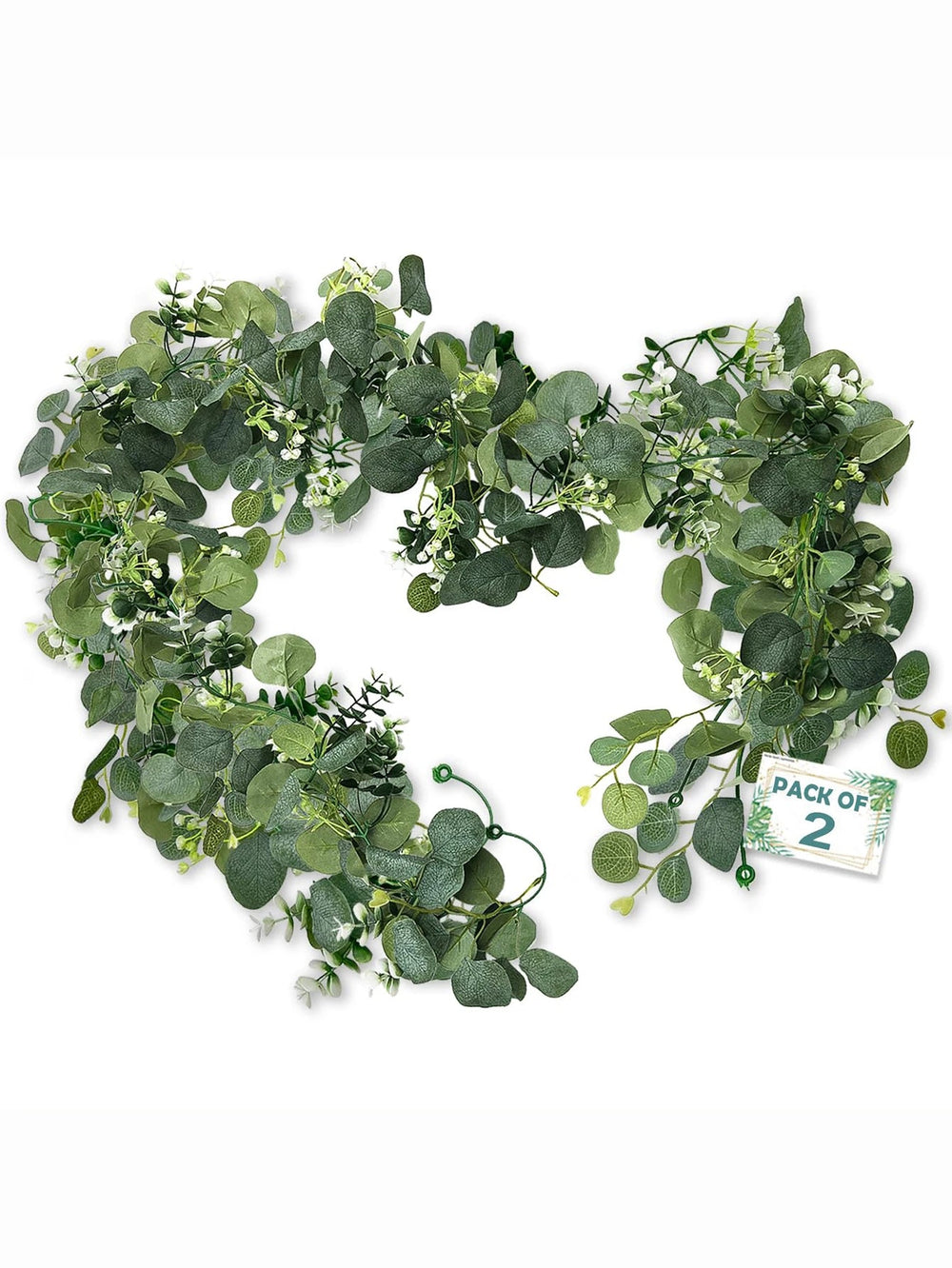 guirlande eucalyptus artificiel avec fleurs blanches et baies décoratives