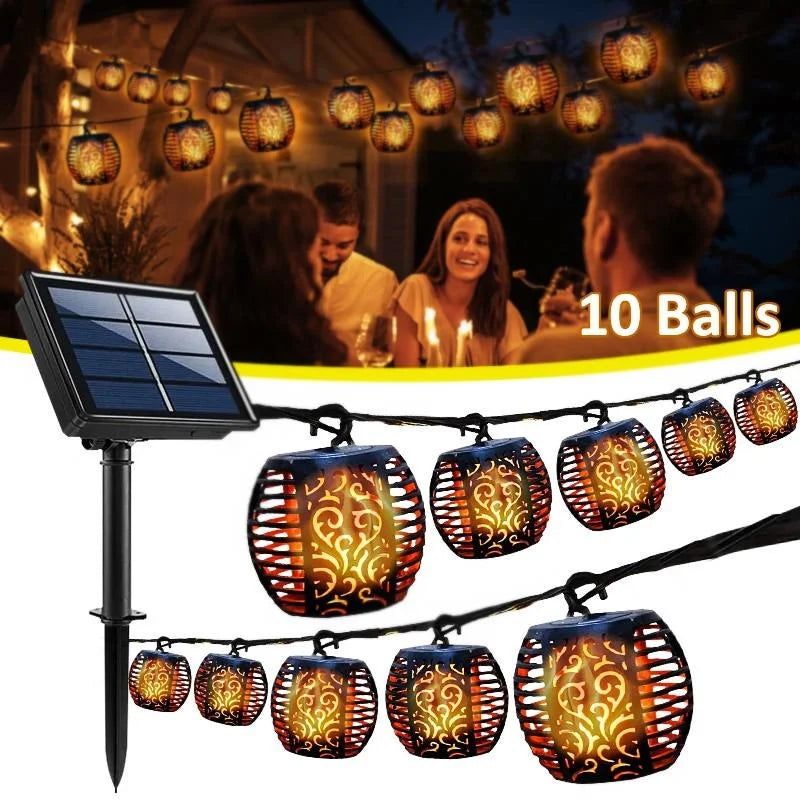 guirlande lumineuse solaire à led étanche pour extérieur avec boules décoratives