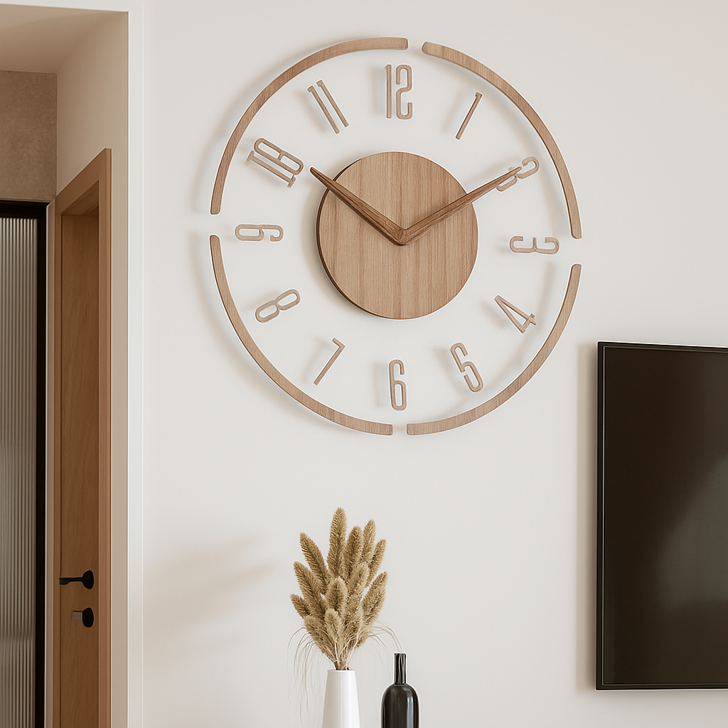 horloge murale créative en bois style nordique silencieuse et moderne - vue 7 sur 7