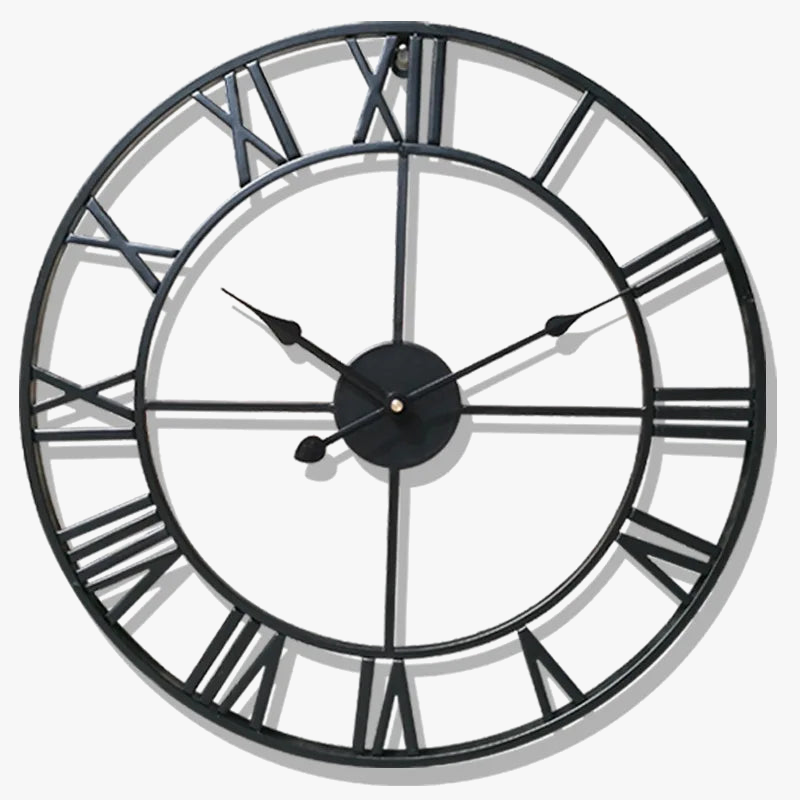 horloge murale nordique rétro en métal chiffres romains pour décoration extérieure