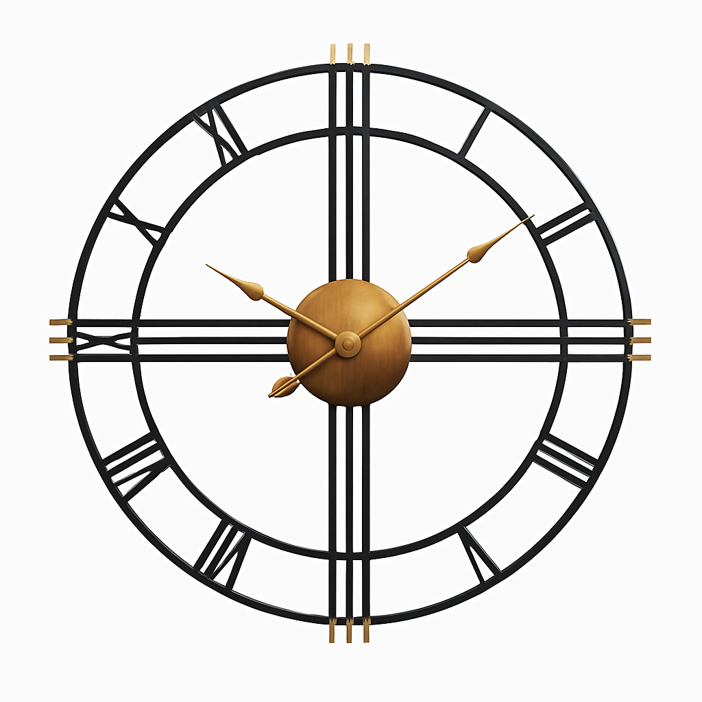 Horloge murale ronde en métal industriel 50cm Restaurant