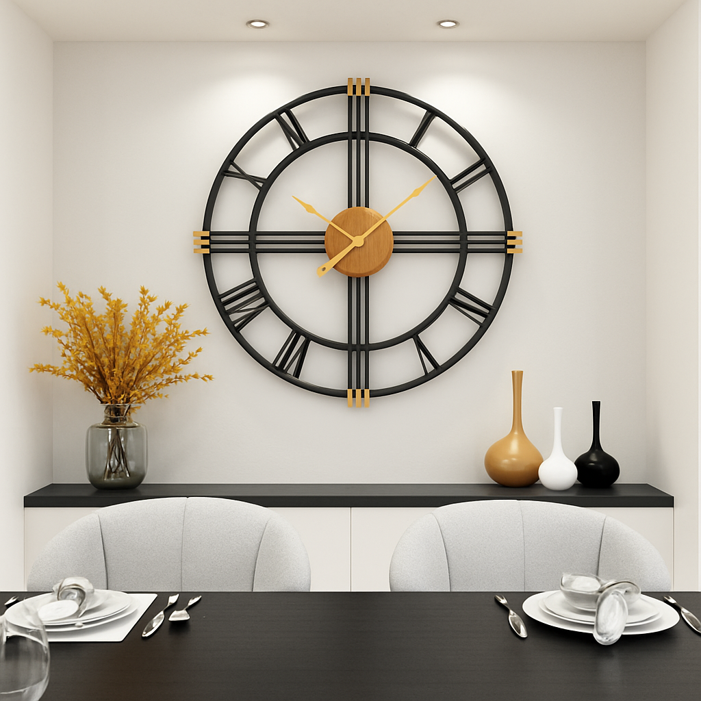 Horloge murale ronde en métal industriel 50cm Restaurant