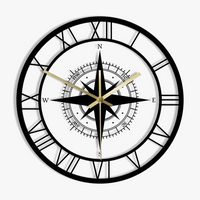 horloge murale silencieuse avec boussole et carte de direction