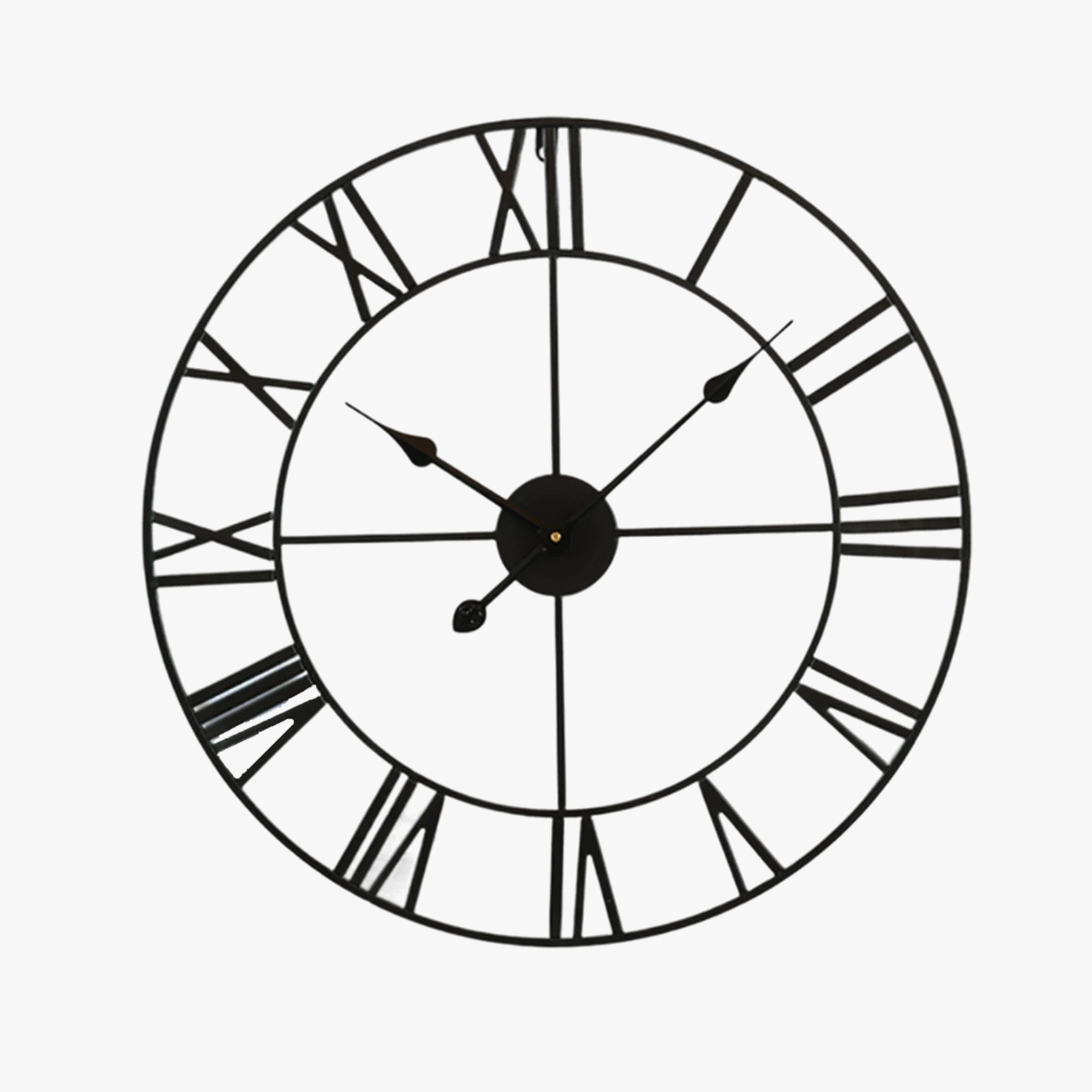 horloge murale vintage en métal silencieuse avec chiffres romains