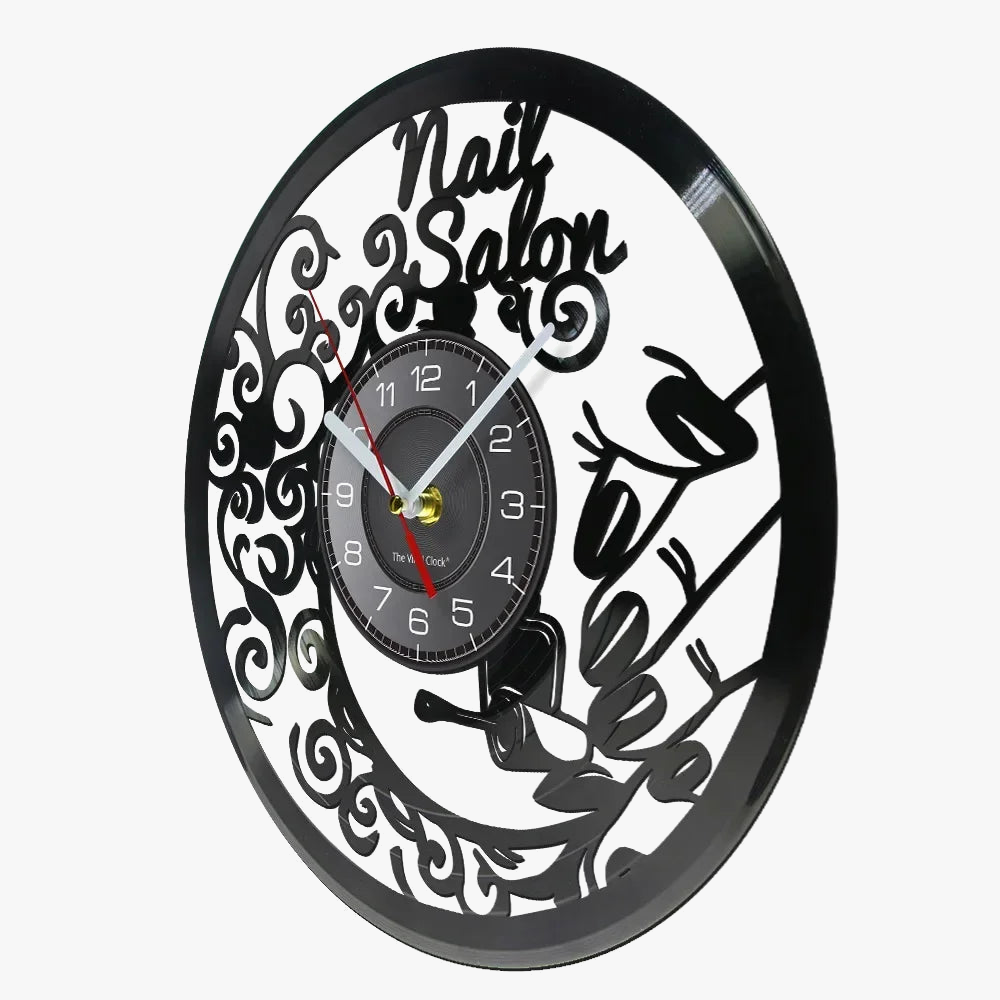 horloge murale vinyle pour salon de manucure et beauté
