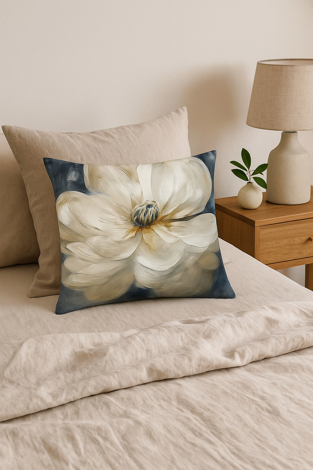 housse de coussin à motif floral ginkgo pour salon et chambre