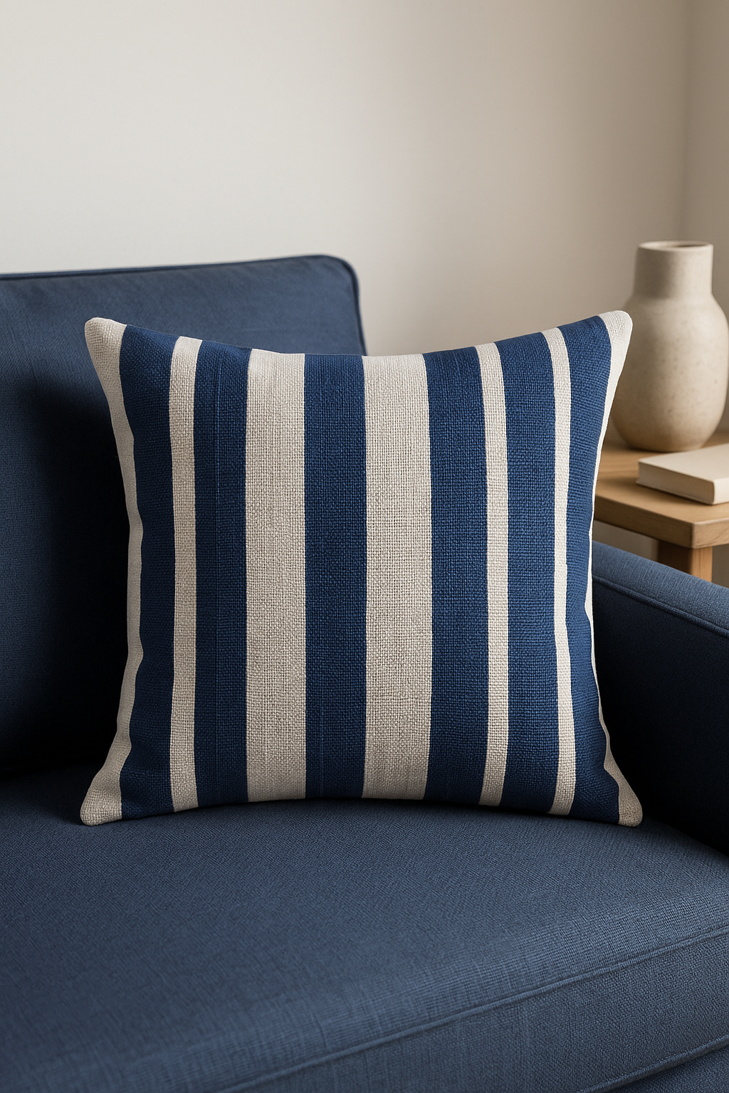 housse de coussin à motif géométrique bleu foncé pour décoration intérieure - vue 3 sur 2