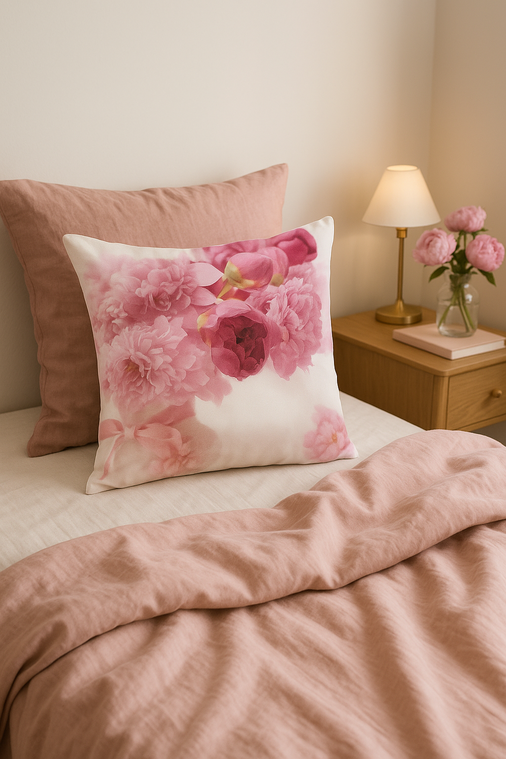 housse de coussin à motif rose style nordique décoratif