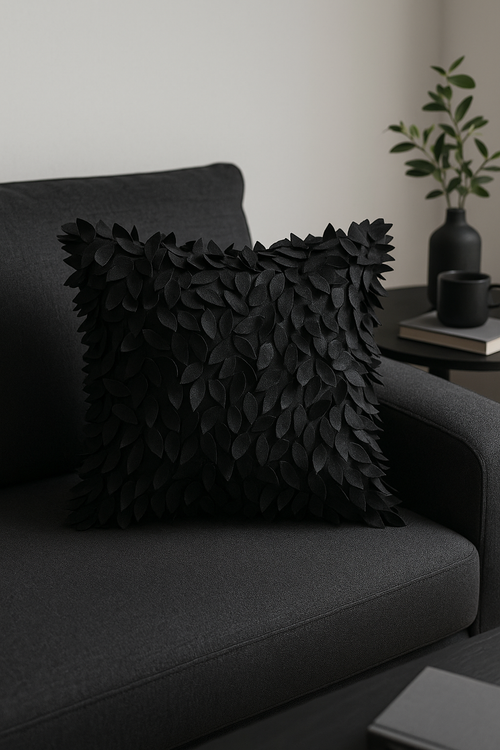 housse de coussin brodée 3d en forme de feuille décorative 42x42 cm