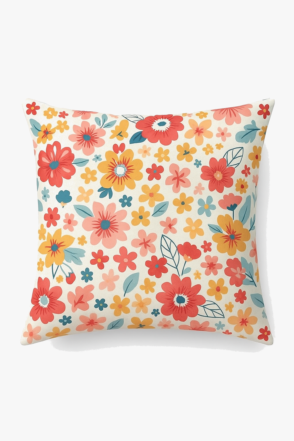 housse de coussin carrée à fleurs aquarelle 45x45 cm