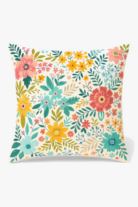 housse de coussin carrée fleurs aquarelle 45x45 cm décorative