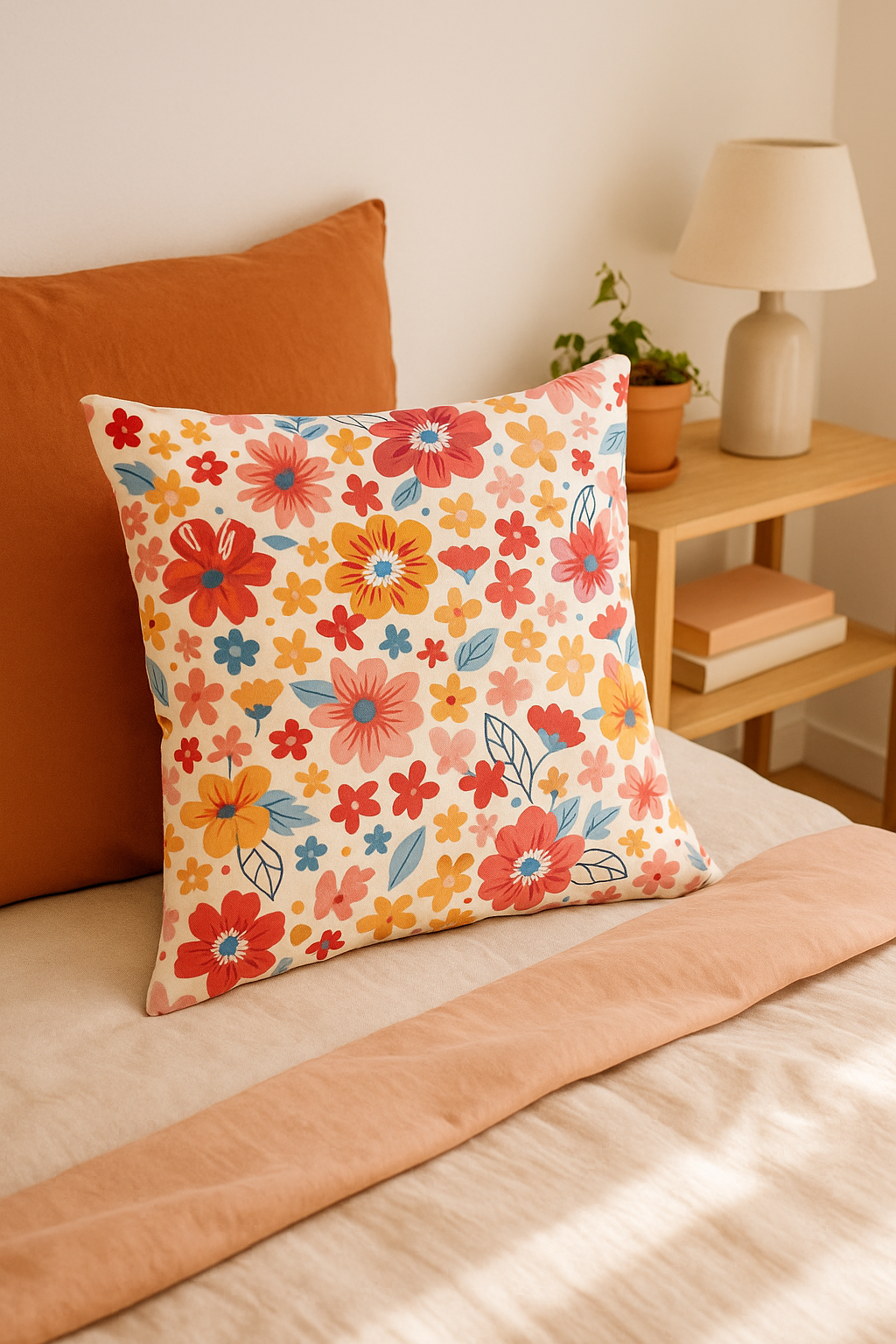 housse de coussin carrée à fleurs aquarelle 45x45 cm