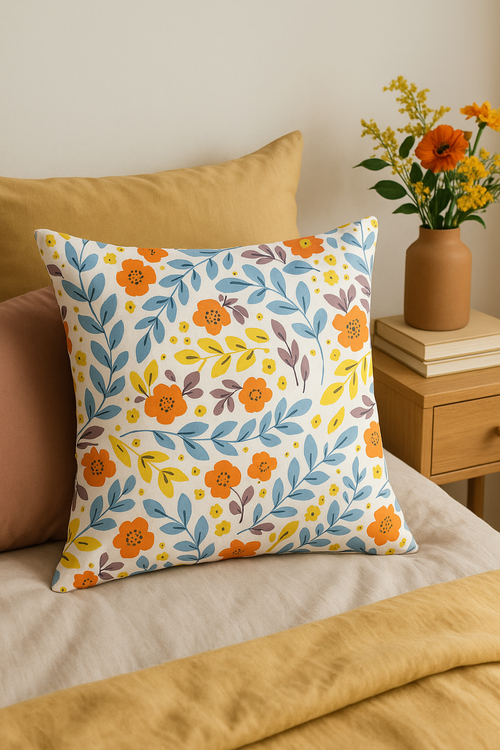 housse de coussin carrée à fleurs aquarelle 45x45 cm décoratif