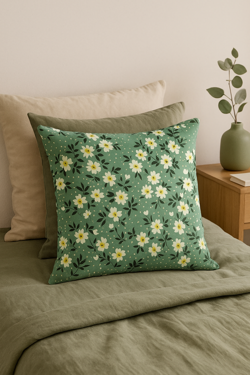 housse de coussin carrée fleurs aquarelle 45x45 cm décoratif