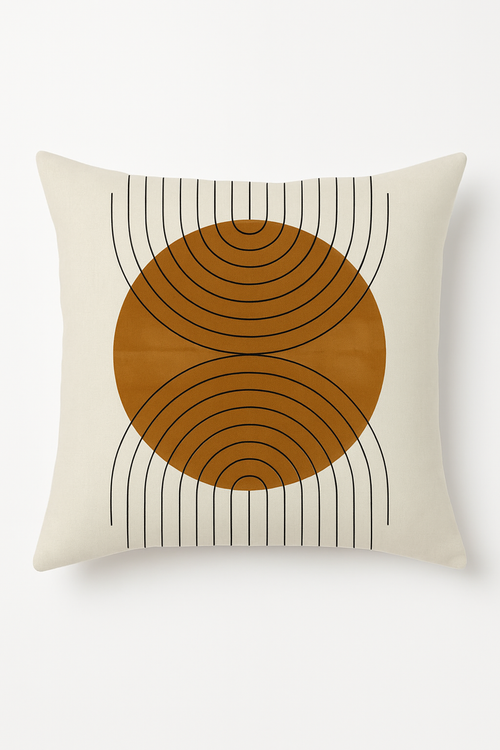 housse de coussin carrée motif géométrique marron élégant et moderne