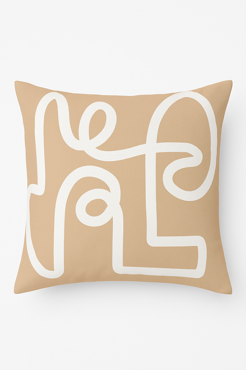 housse de coussin carrée motif géométrique marron élégant et moderne