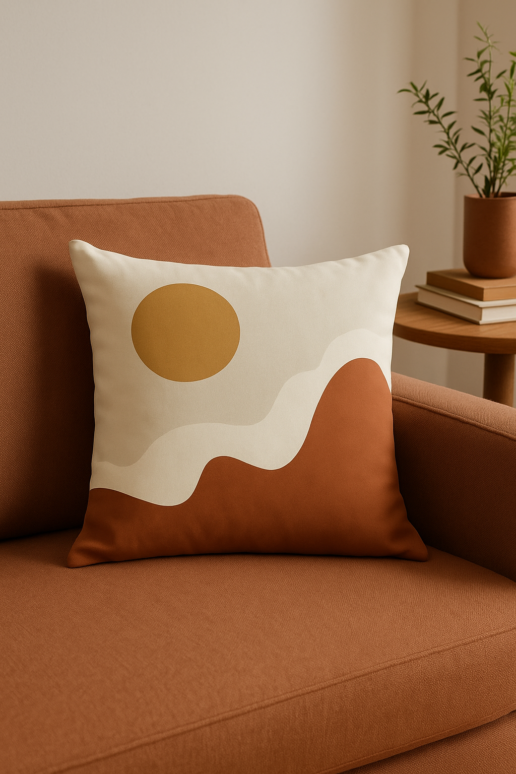 housse de coussin carrée motif géométrique marron élégant et moderne - vue 3 sur 2