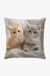 housse de coussin chatons mignons avec smartphones décorative