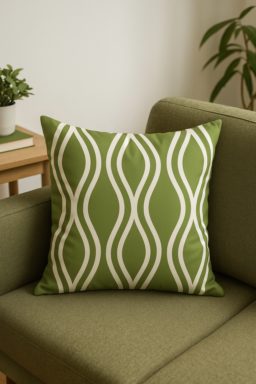 housse de coussin créative à motifs de feuilles vertes - vue 3 sur 2