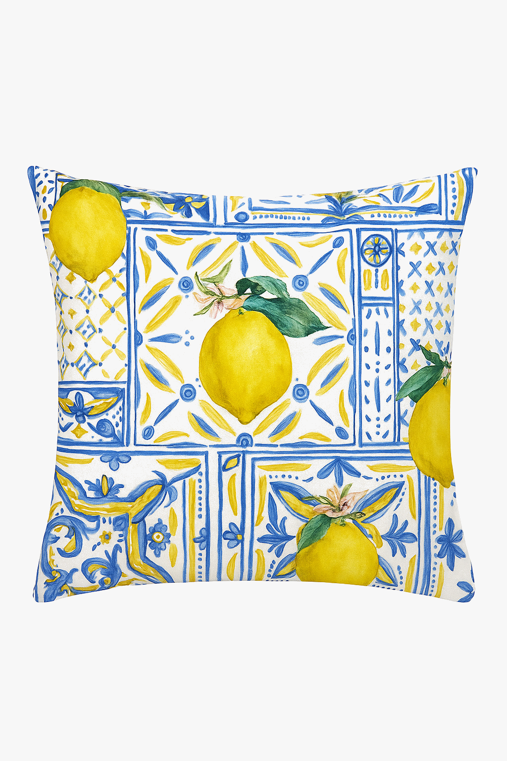 housse de coussin décorative fruits d'été citron orange fraise pastèque