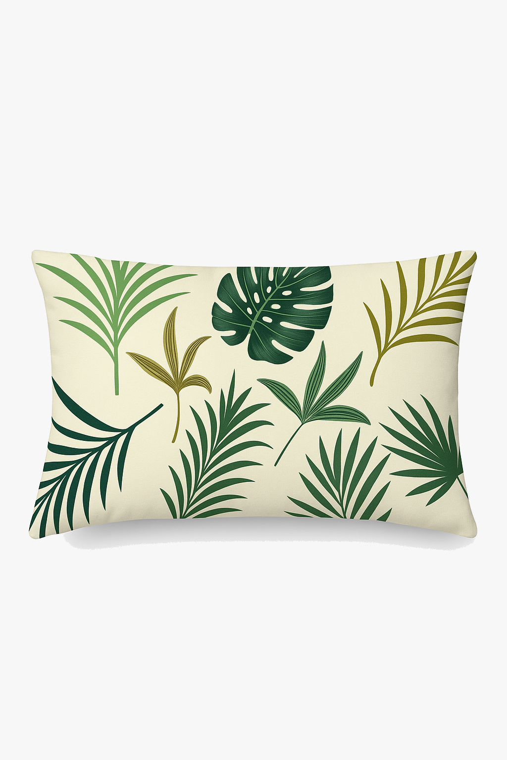 housse de coussin décorative motif feuilles tropicales vertes 30 x 50 cm