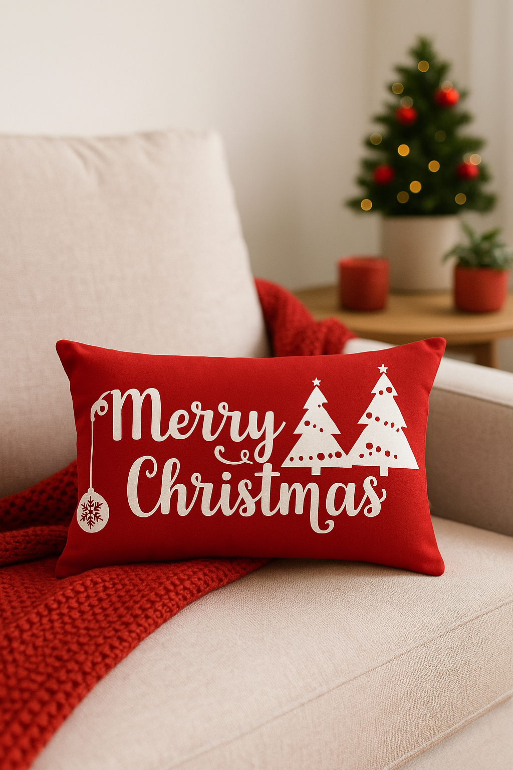 housse de coussin de noël rouge pour décoration intérieure
