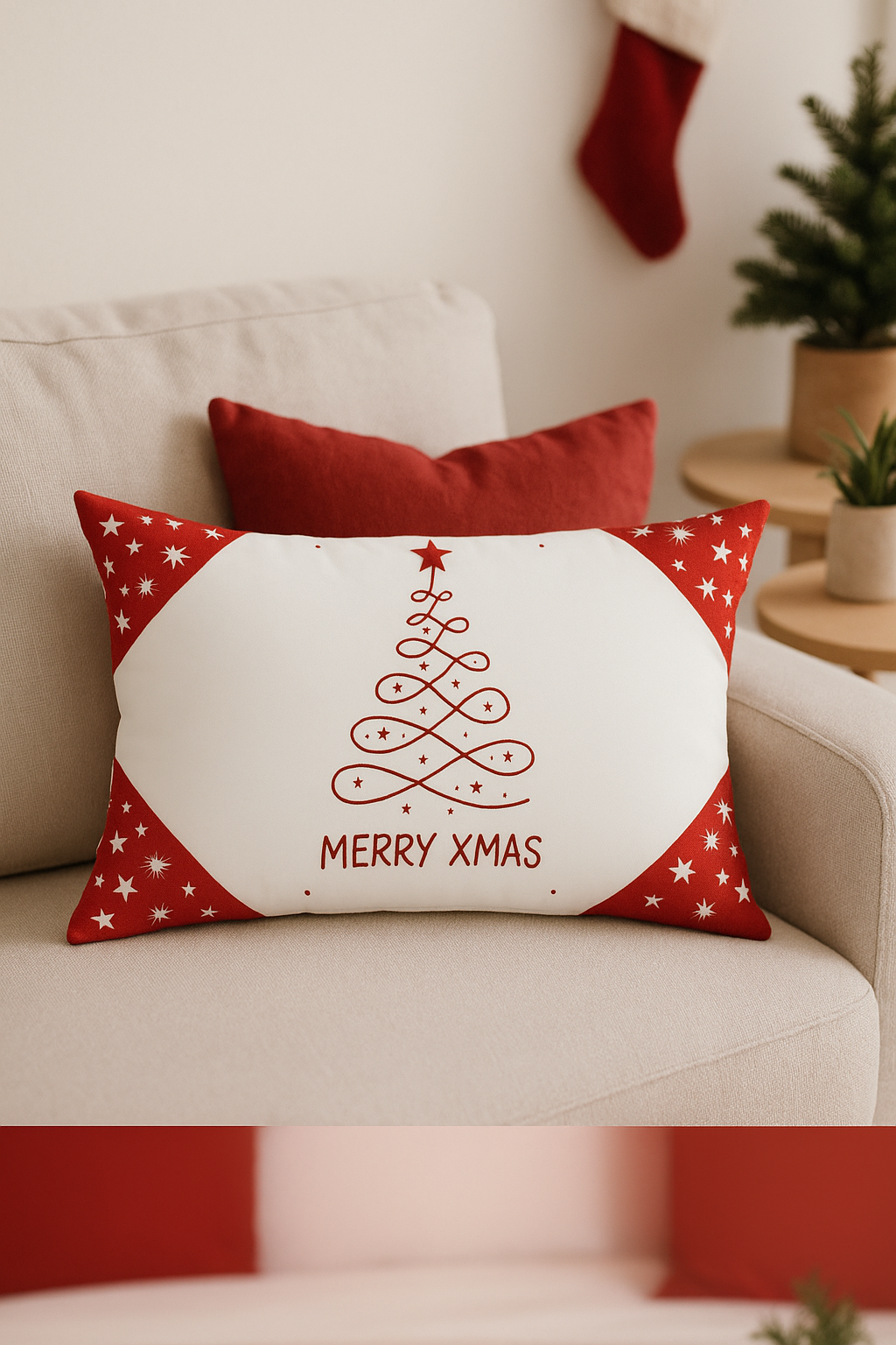 housse de coussin de Noël rouge pour décoration intérieure