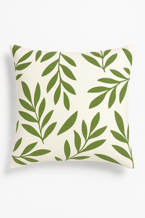 housse de coussin décorative à motifs de feuilles vertes
