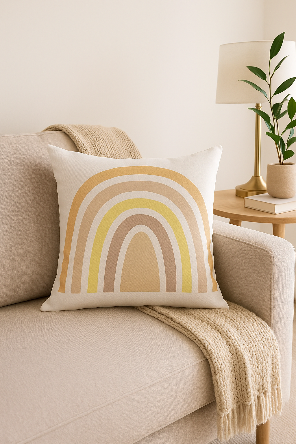 housse de coussin décorative arc-en-ciel et géométrique pour canapé