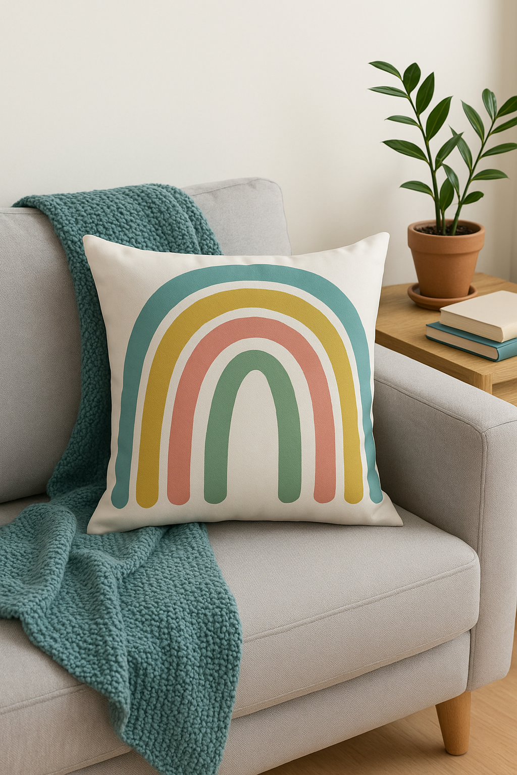 housse de coussin décorative arc-en-ciel géométrique pour canapé
