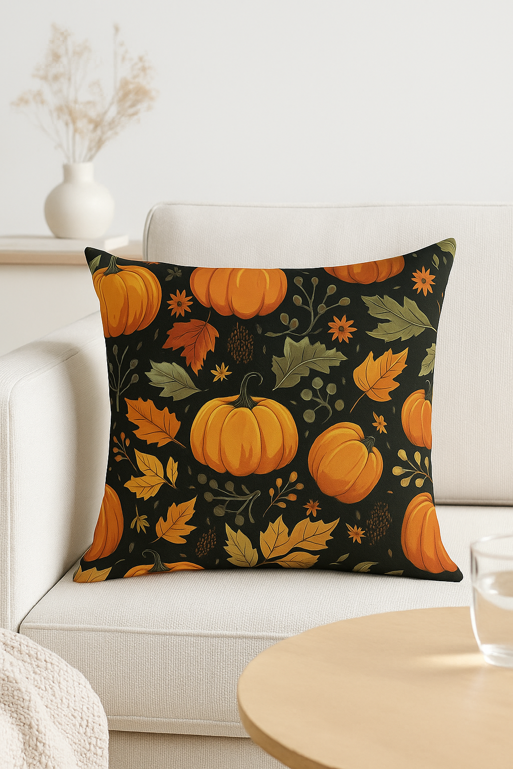 housse de coussin décorative automne citrouilles pour canapé chambre voiture
