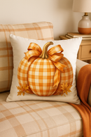 housse de coussin décorative citrouille et feuilles d'automne